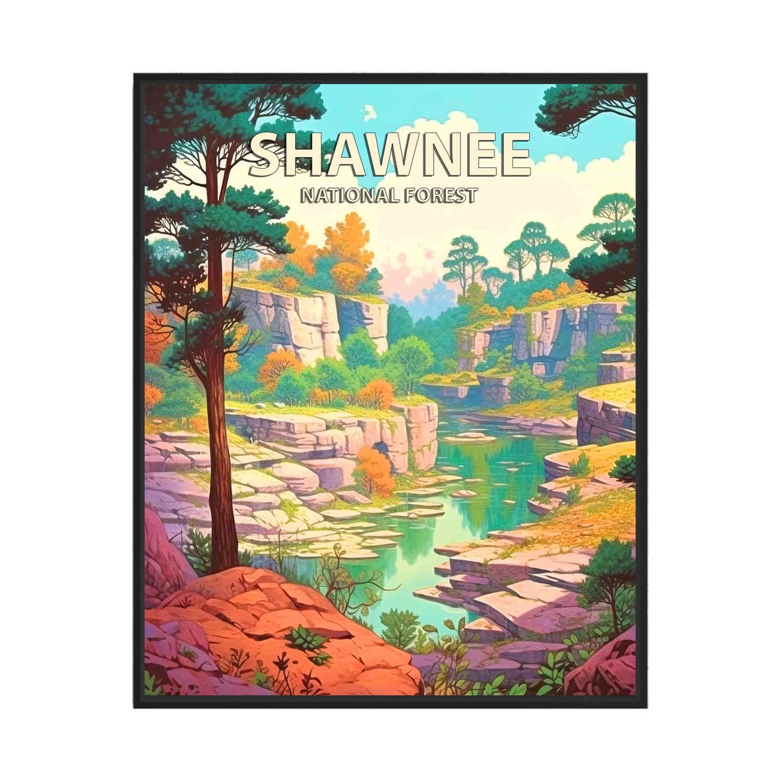 Shawnee National Forest Turquoise River Canyon Bluffs Travel Poster
