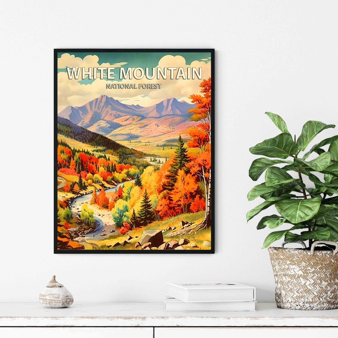 White Mountain National Forest Autumn Valley Vintage Travel Poster - Image 2