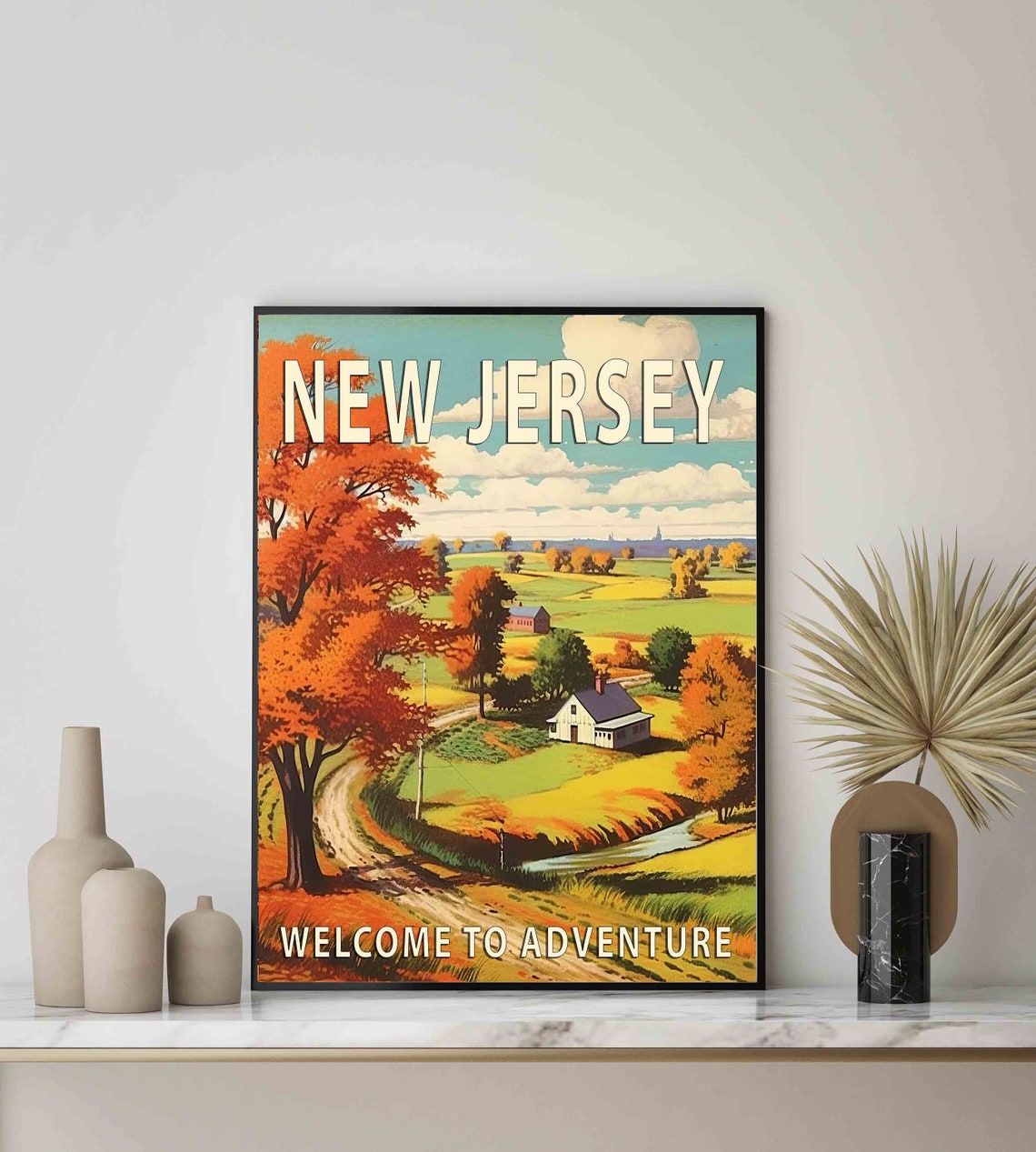 New Jersey Retro Autumn Countryside Welcome to Adventure Poster - Image 3