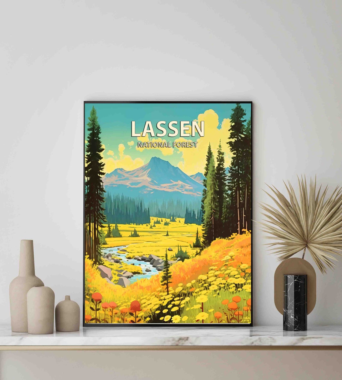 Lassen National Forest Wildflower Meadow Mountain Retreat Poster - Image 3
