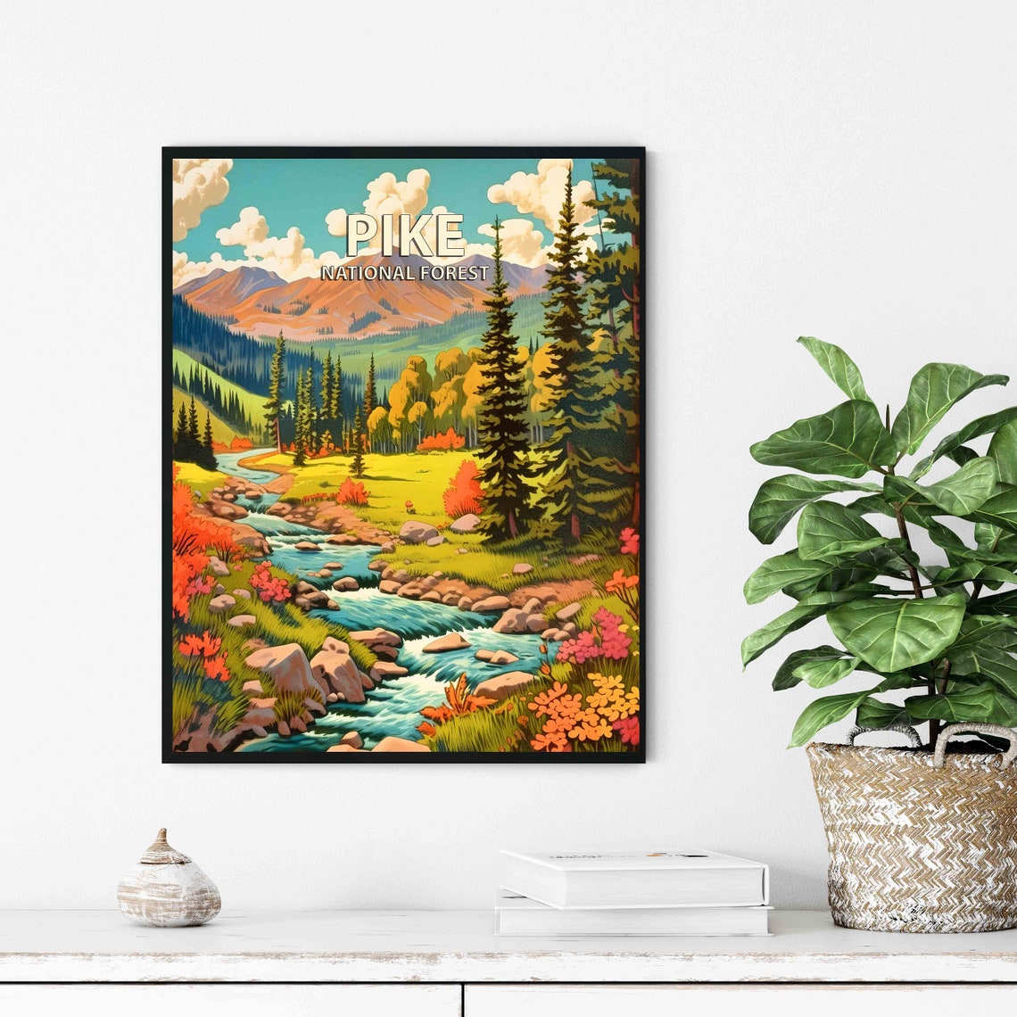 Pike National Forest Mountain Stream Evergreen Forest Travel Poster - Image 3