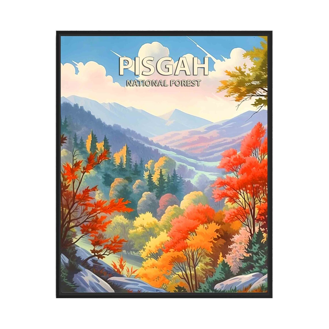 Pisgah National Forest Fall Foliage Mountain Vista Travel Poster