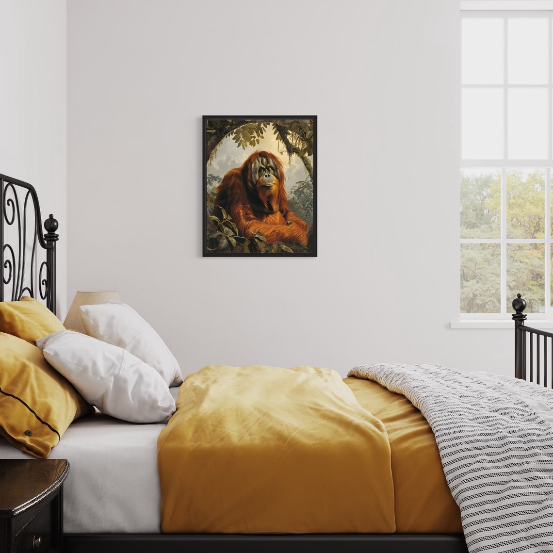 Vintage Orangutan In Rainforest Canopy Majestic Ape Art Poster - Image 2