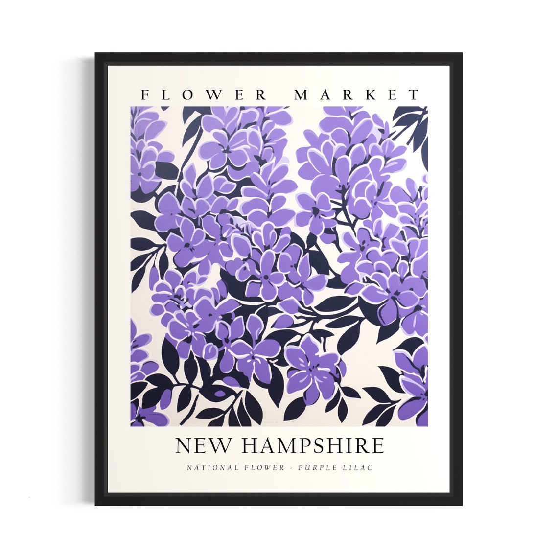 New Hampshire Flower Market Purple Lilac Botanical Art Poster