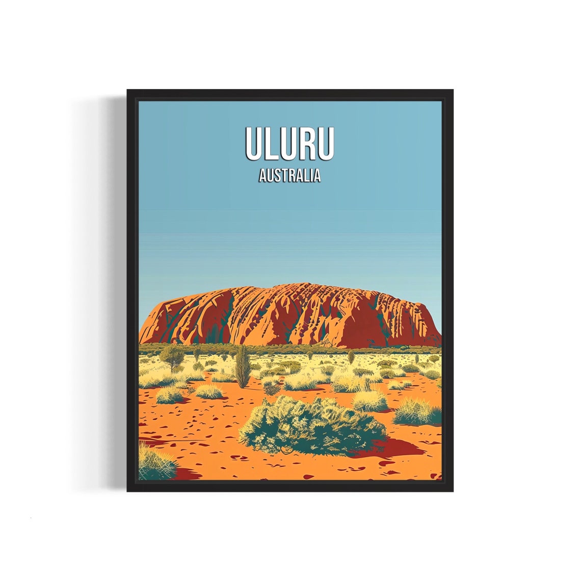Uluru Australia Iconic Red Monolith Poster in Desert Landscape