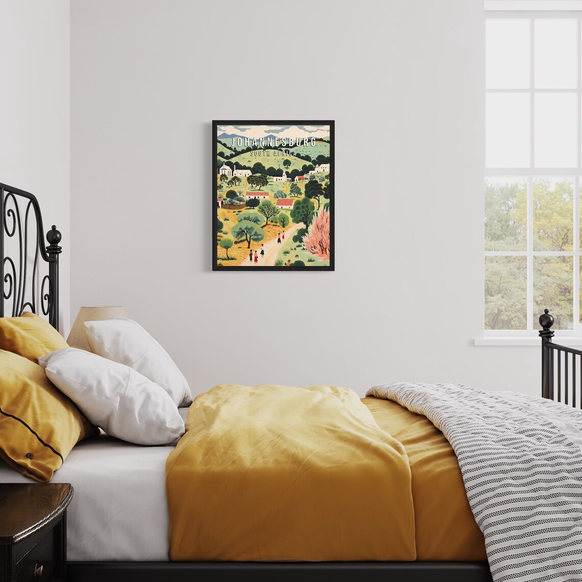 Johannesburg South Africa Poster Art Print Famous City Retro Vintage Painting Wall Art Decor - Image 2