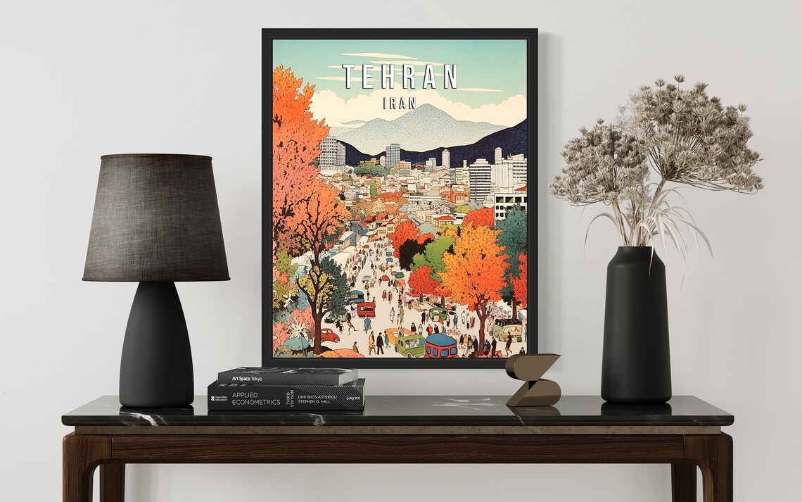 Tehran Iran Autumn Boulevard Poster Alborz Mountains City Travel Art - Image 3