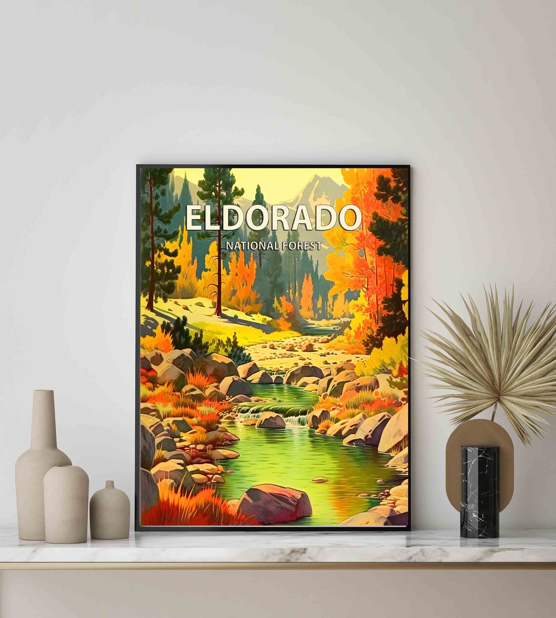 Eldorado National Forest Autumn Rocky Creek Vintage Travel Poster - Image 3