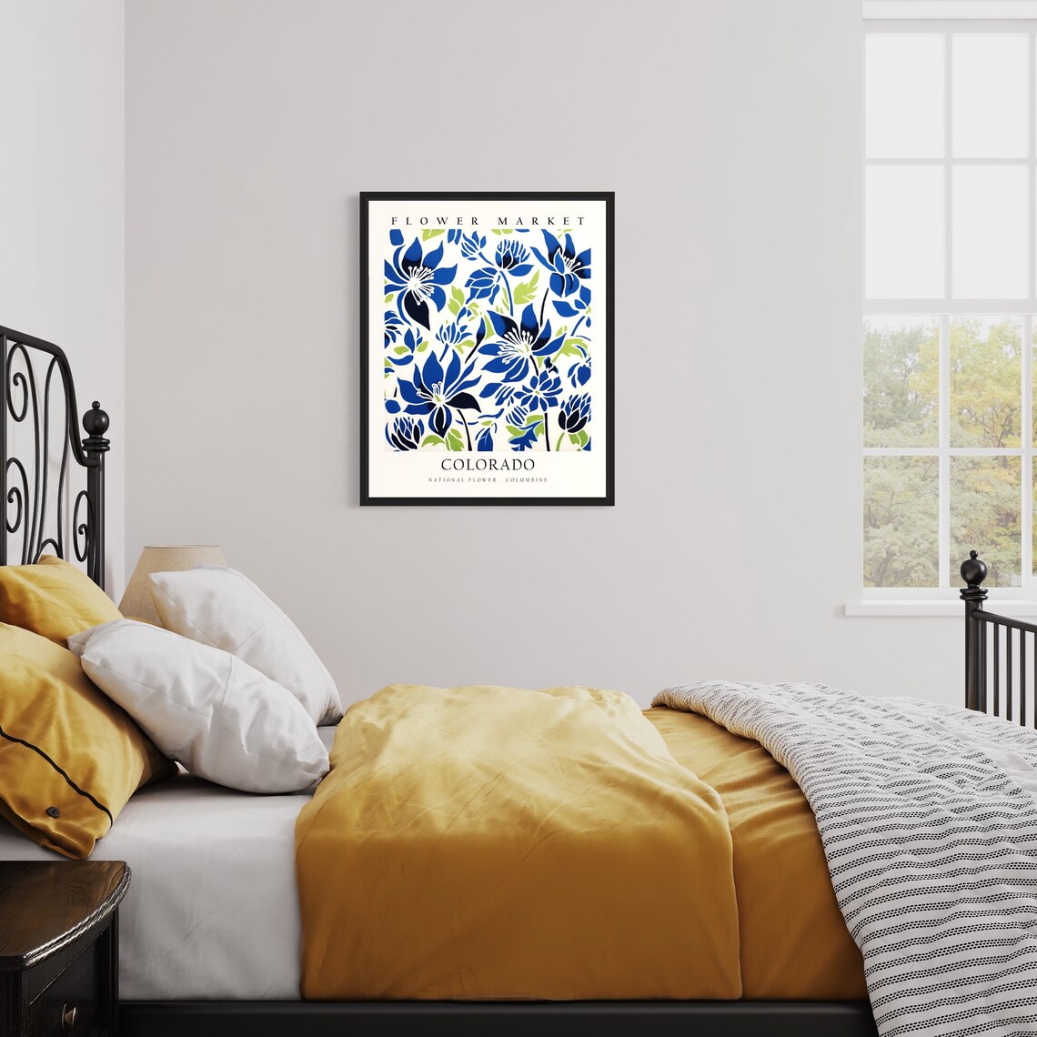 Colorado Flower Market Blue Columbine Bloom Botanical Art Poster - Image 3