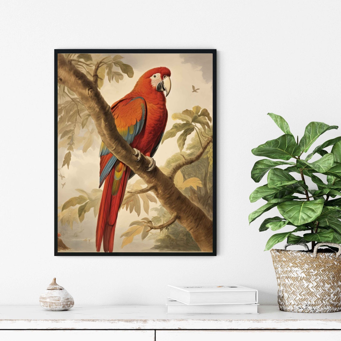Scarlet Macaw Parrot Vintage Natural History Bird Artwork Poster - Image 3