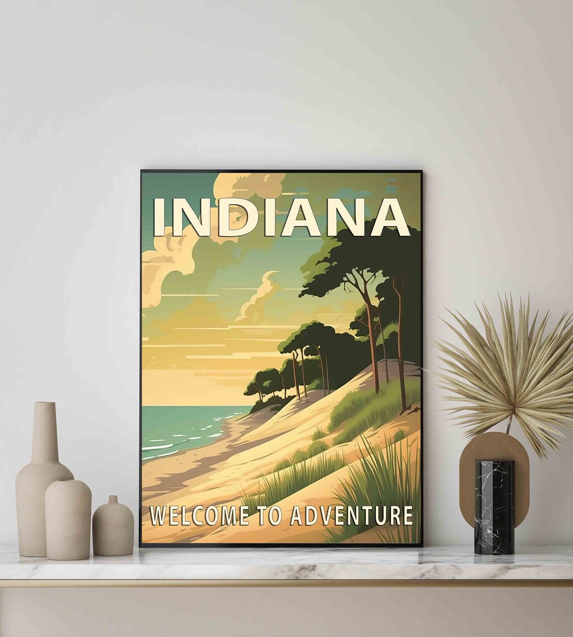 Indiana Lake Michigan Dunes Beach Sunset Vintage Travel Poster - Image 3