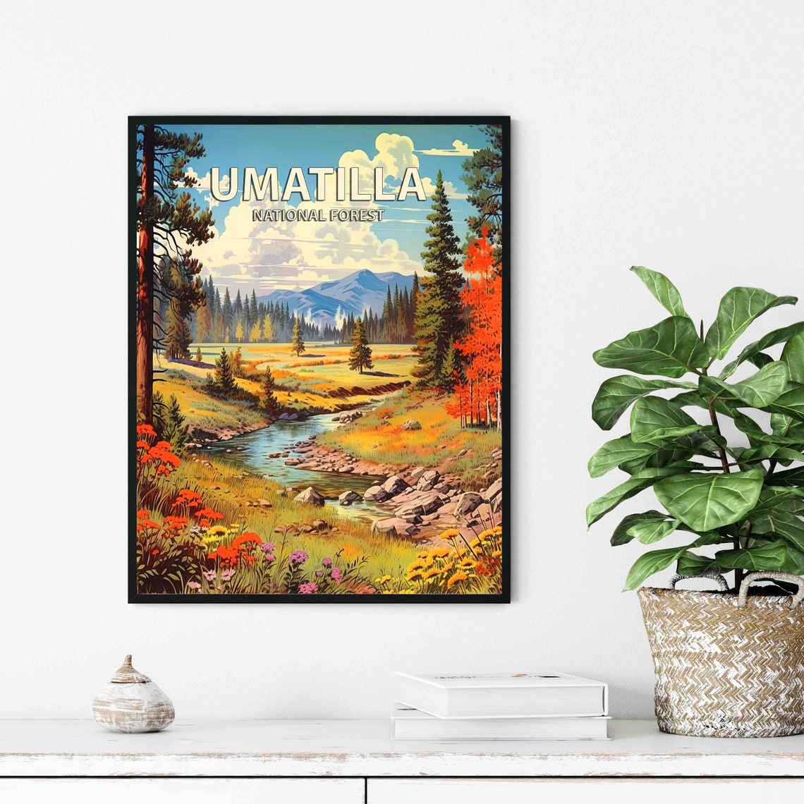Umatilla National Forest River Meadow Vintage Travel Art Poster - Image 2