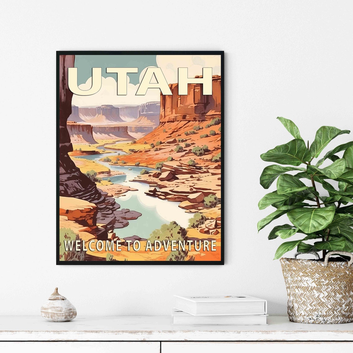 Utah Red Rock Canyon River Welcome to Adventure Travel Poster - Image 2