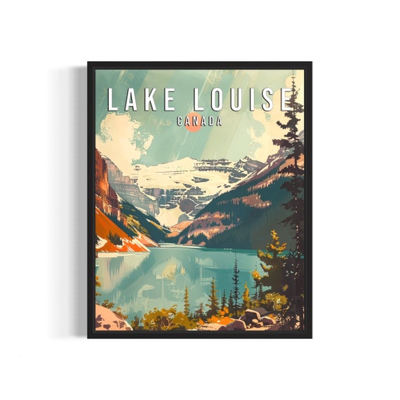 Lake Louise Poster Art Print City Retro Vintage Painting Wall Art Decor