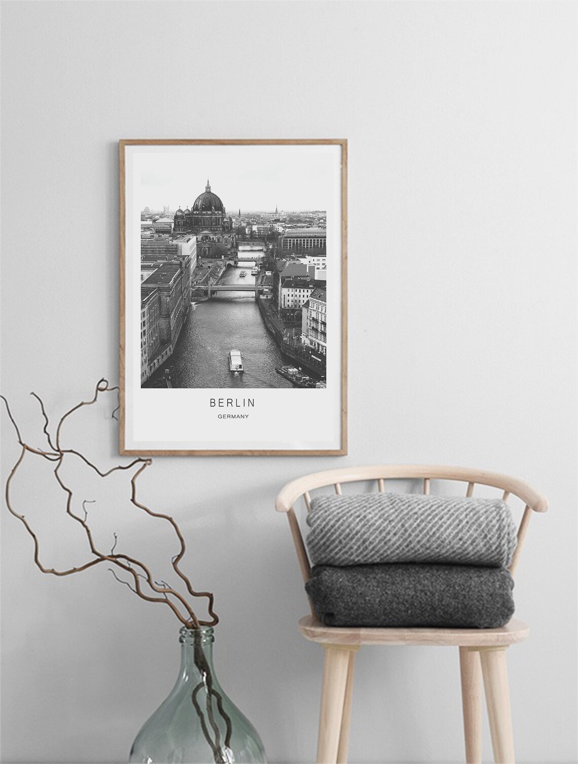Berlin Germany Black White Cathedral Spree River Cityscape Poster - Image 3