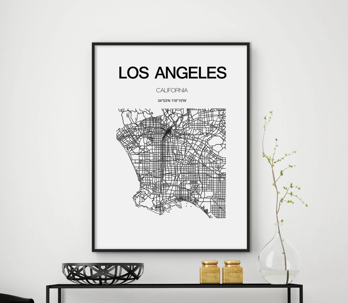 Los Angeles California Minimalist City Map Street Art Poster