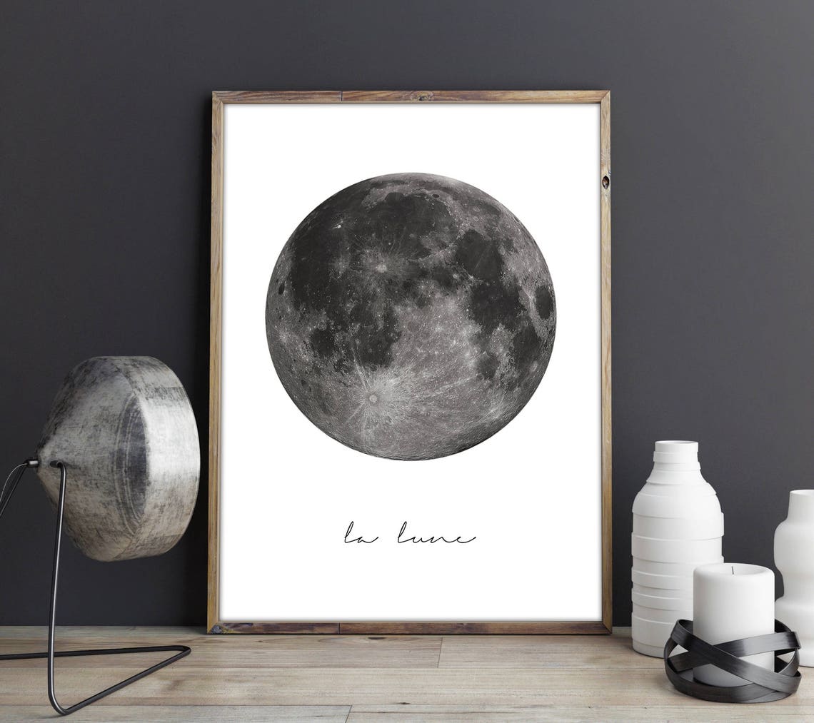 La Lune Full Moon Minimalist Celestial Moon Phase Photo Poster - Image 3