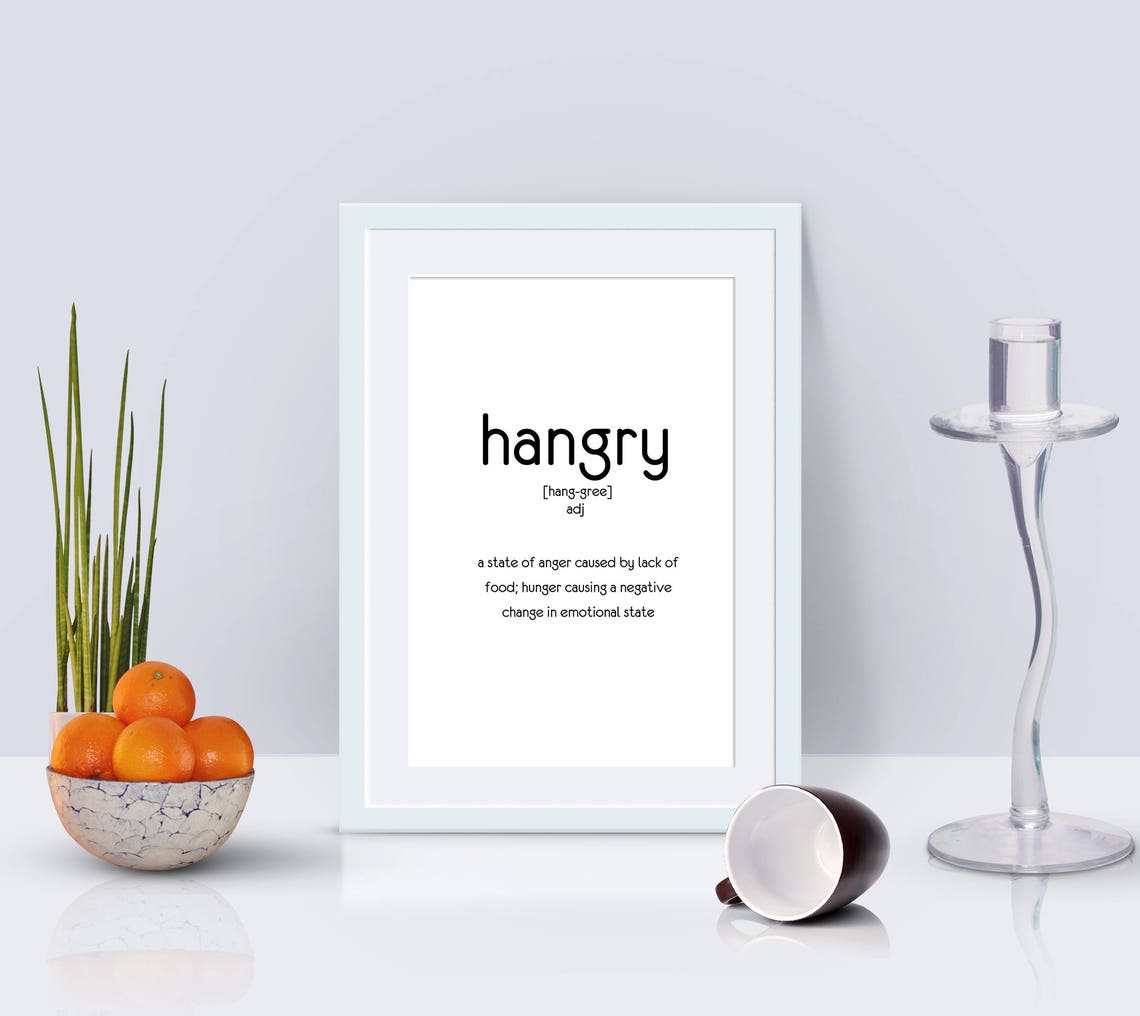 Funny Hangry Dictionary Definition Quote Typography Kitchen Art Poster - Image 3