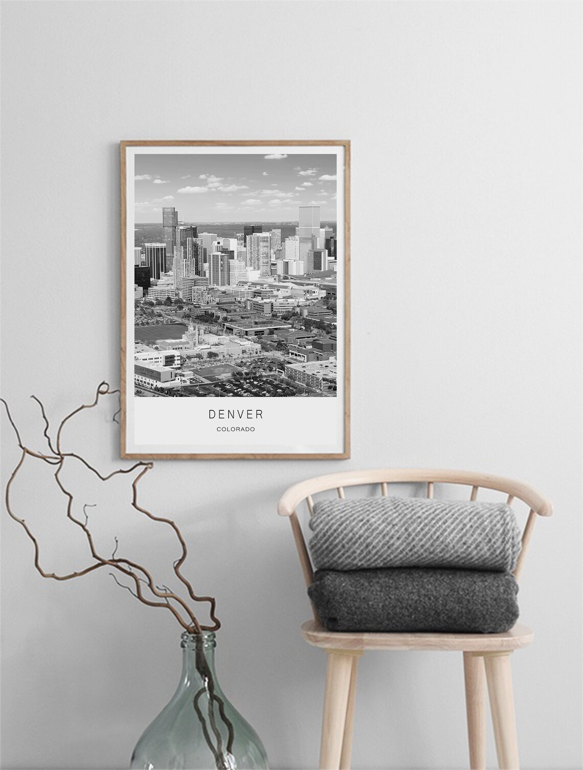 Denver Colorado Black and White Downtown Skyline Photography Poster - Image 3