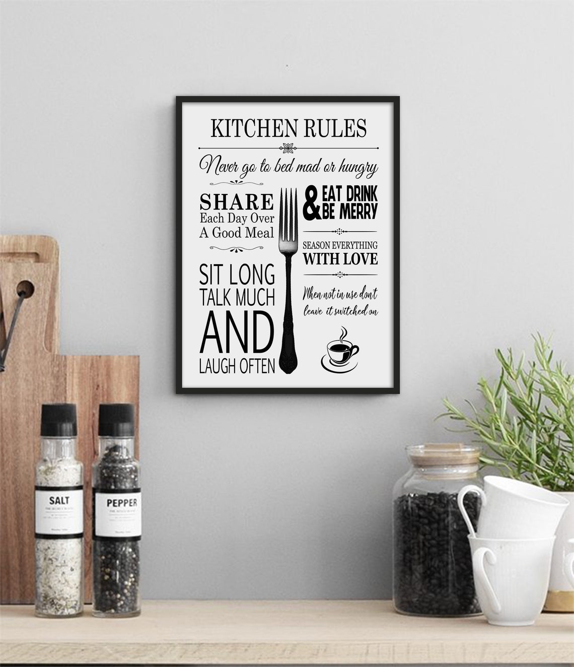 Kitchen Rules Inspirational Family Quote Typography Wall Poster - Image 2