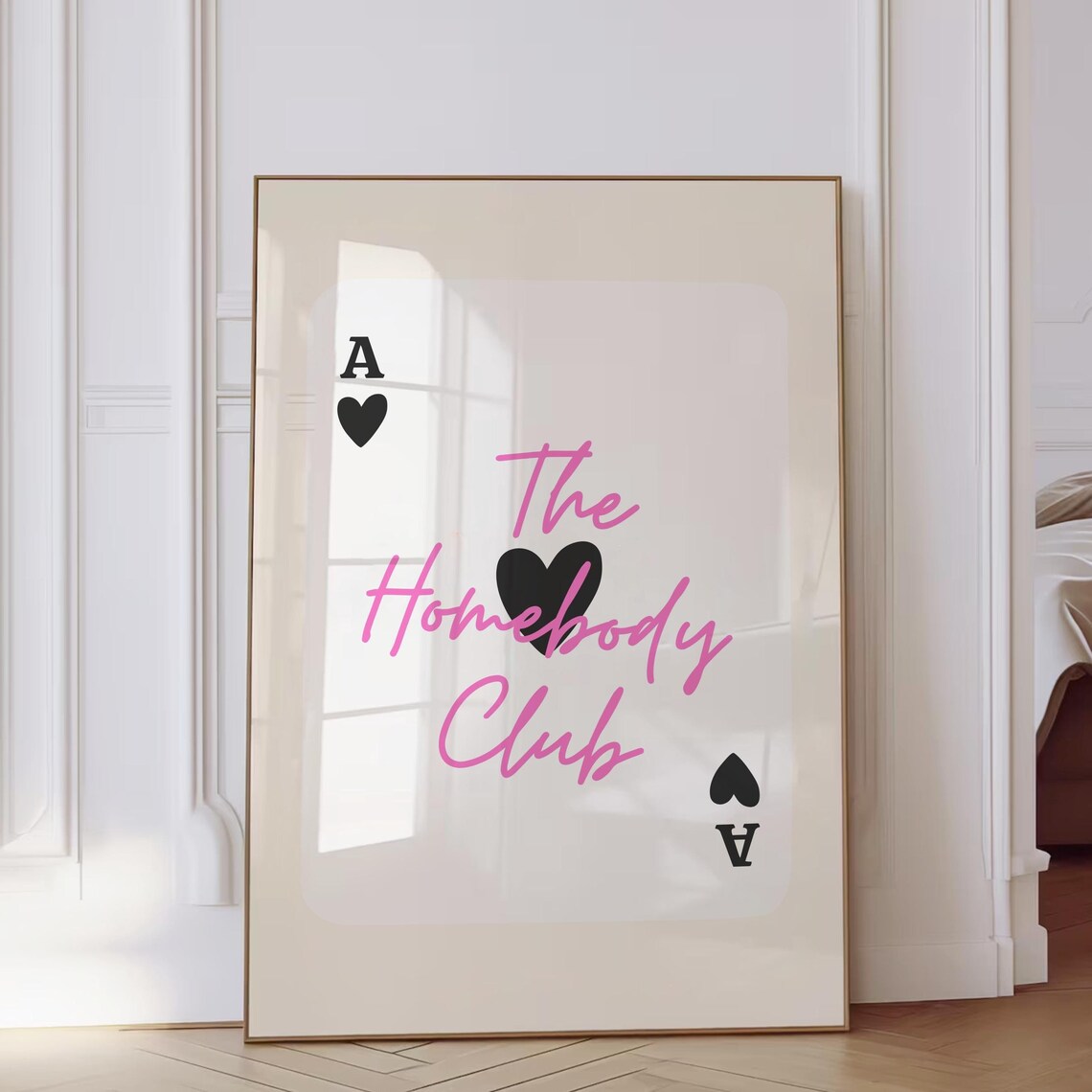 The Homebody Club Pink Script Ace Of Hearts Playing Card Poster