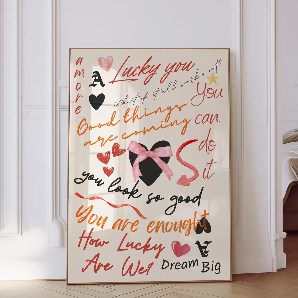 Ace Of Hearts Retro Pink Preppy Art Print