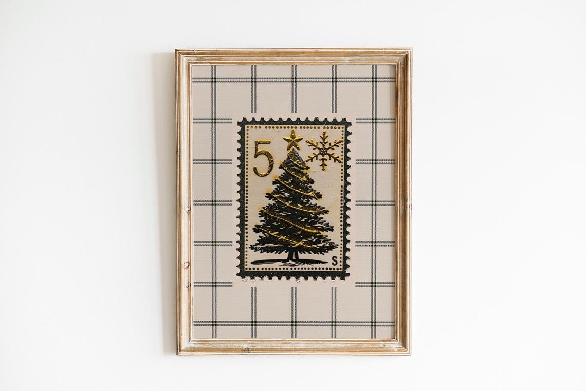 Minimal Neutral Christmas Tree Vintage Botanical Holiday Wall Art - Image 3
