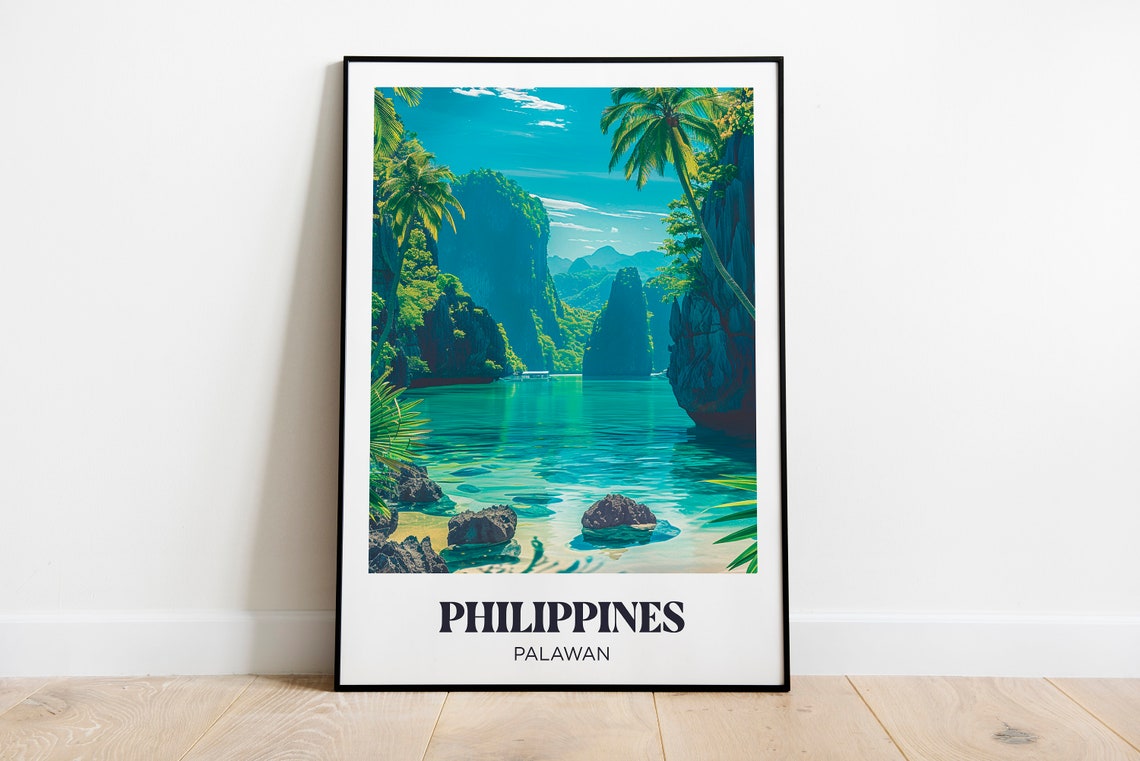 Palawan Philippines Limestone Karst Turquoise Lagoon Travel Poster