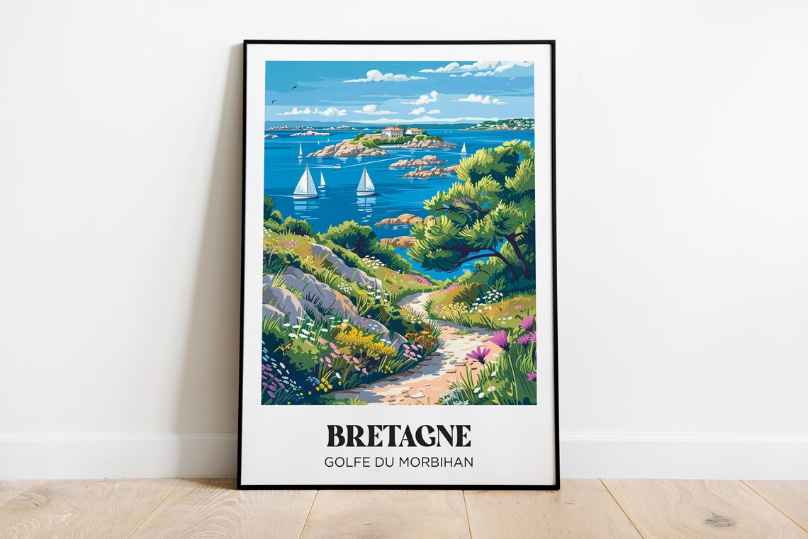 Morbihan Travel Poster, Brittany Illustrated Painting
