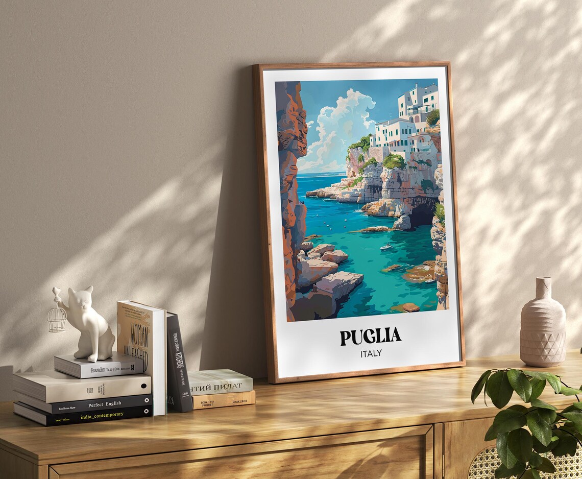 Puglia Watercolor Travel Poster, Italy Wall Art Print - Image 3