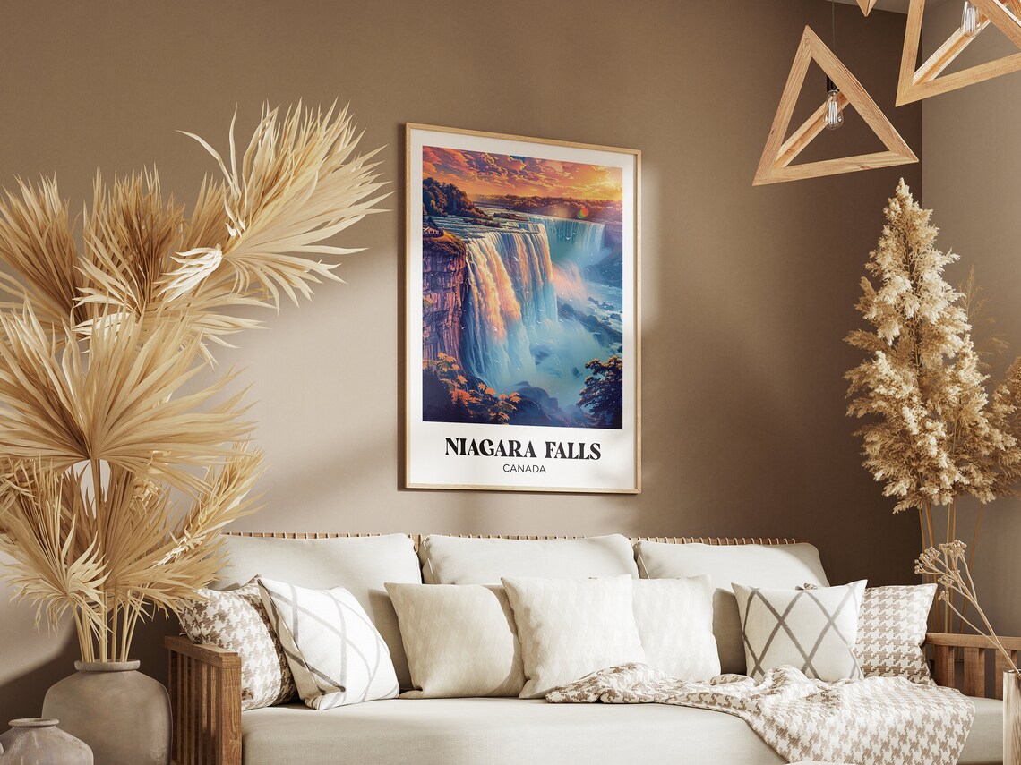 Niagara Falls Canada Horseshoe Falls Sunset Mist Retro Travel Poster - Image 2