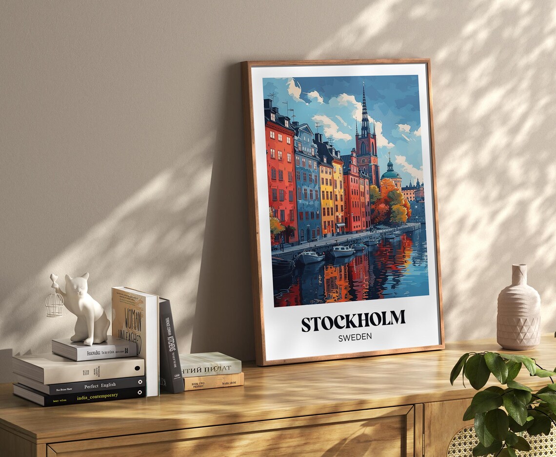Stockholm Travel Poster, Architecture Landscape Print - Image 3