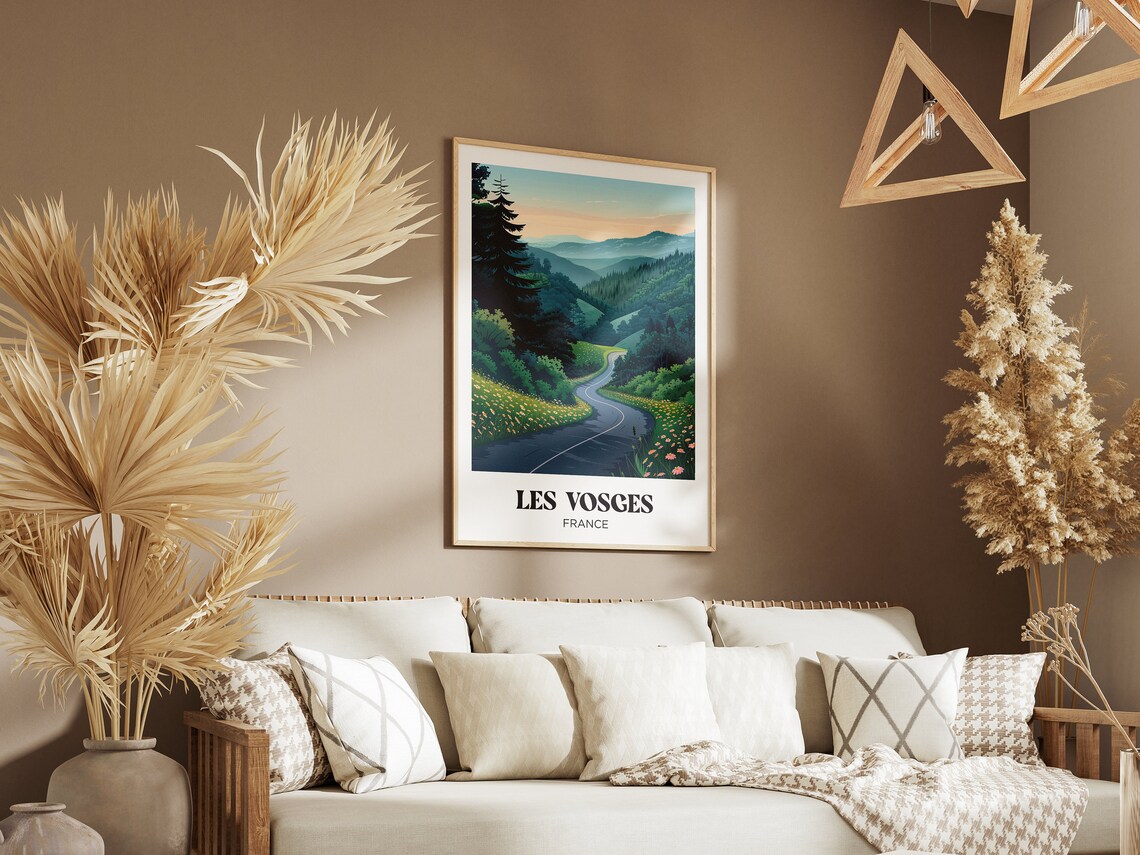 Les Vosges France Winding Road Flower Meadows Mountain Travel Poster - Image 2