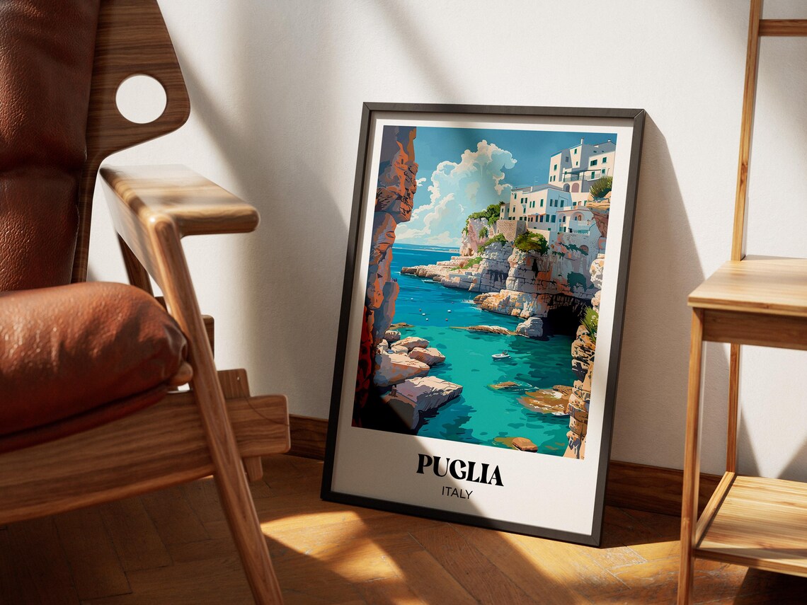 Puglia Watercolor Travel Poster, Italy Wall Art Print - Image 4