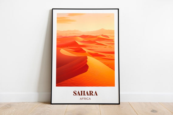 Sahara Desert Travel Poster African Art Print Sahara Painting Illustration Sahara Watercolor Home Decor
