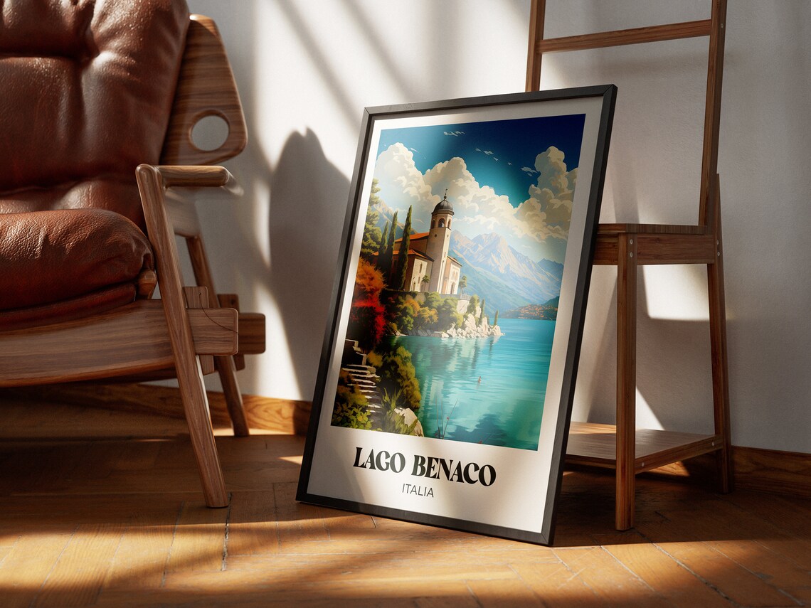 Lago Benaco Italia Lakeside Church Mountains Lake Garda Poster - Image 3