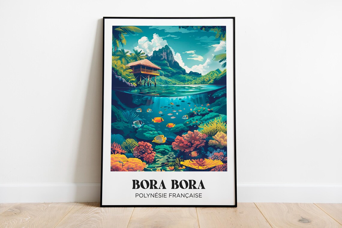 Bora Bora Watercolor Travel Poster