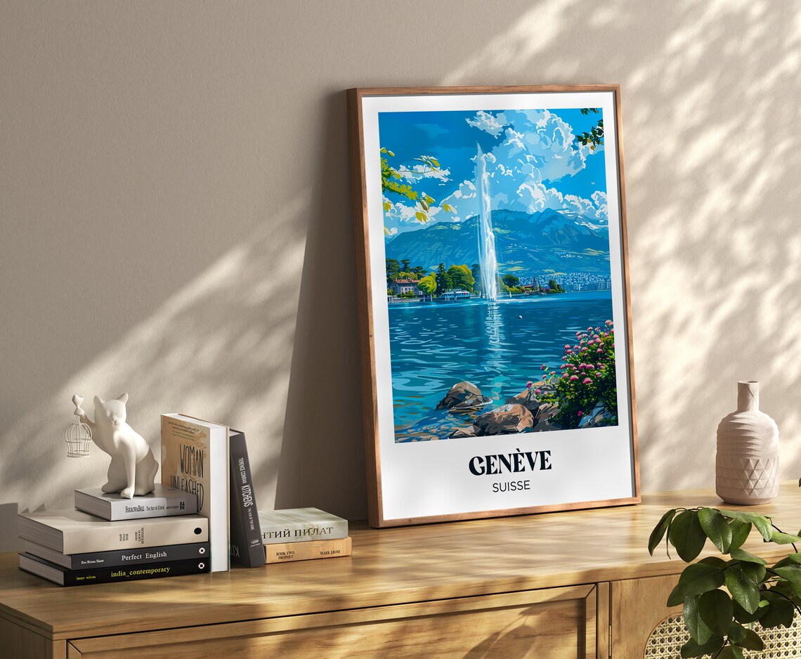 Geneva Lake Switzerland Vintage Travel Poster - Image 4