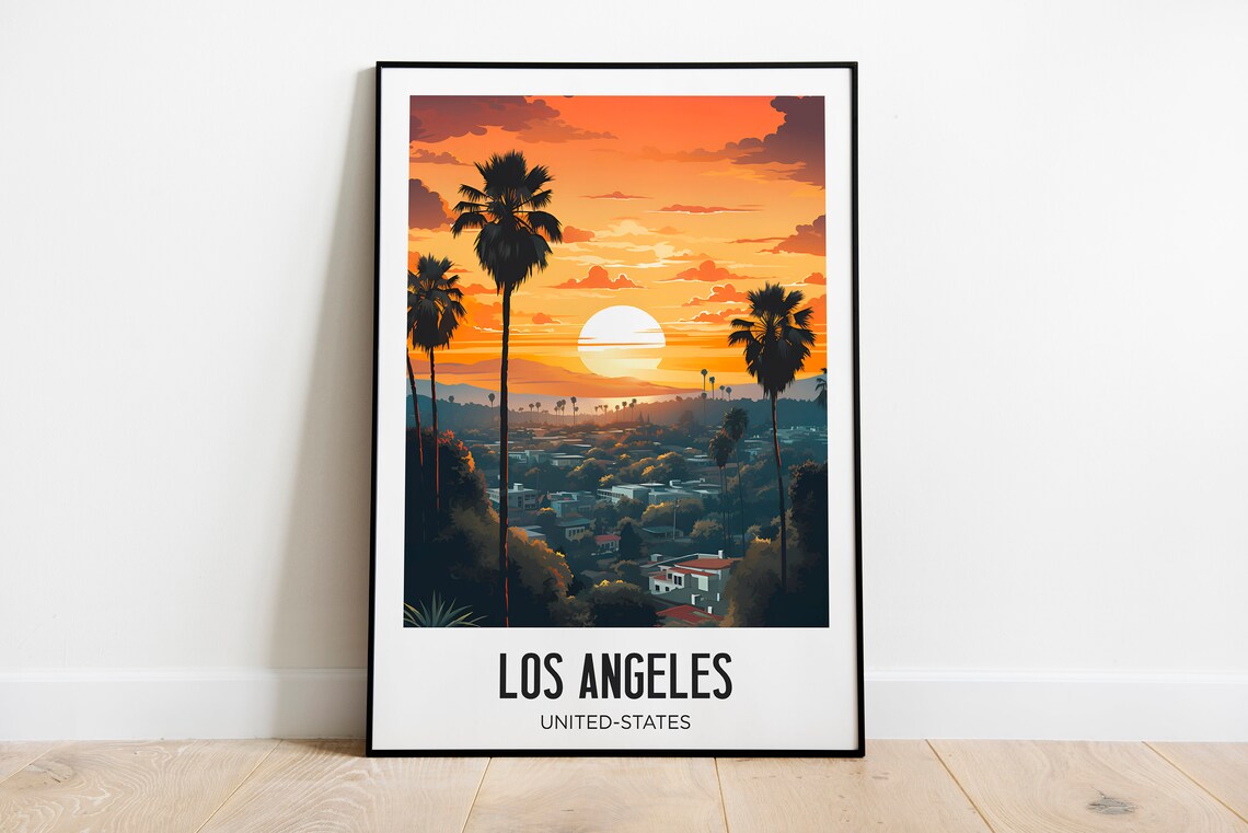 Los Angeles Travel Poster, California Watercolor Art Print