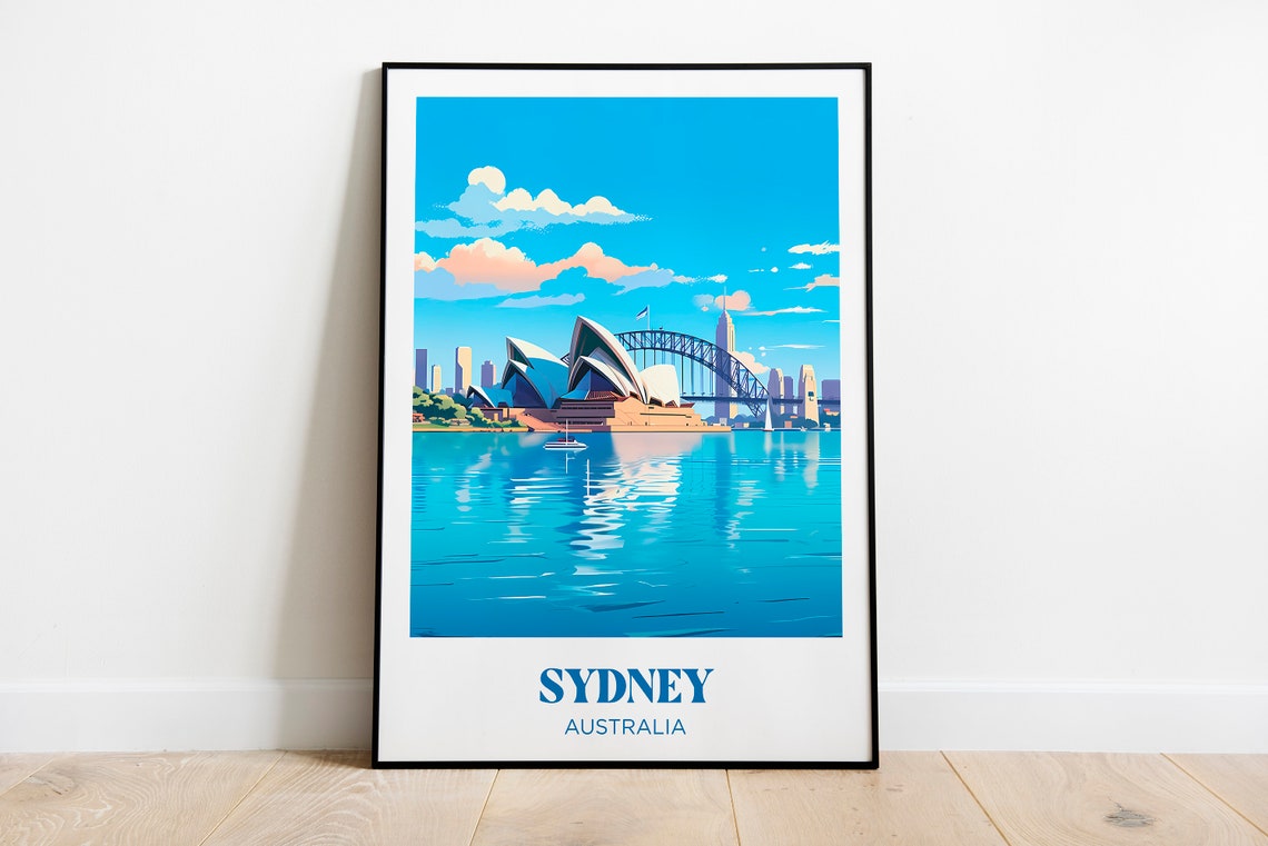 Sydney Opera House and Harbour Bridge Australia Travel Poster