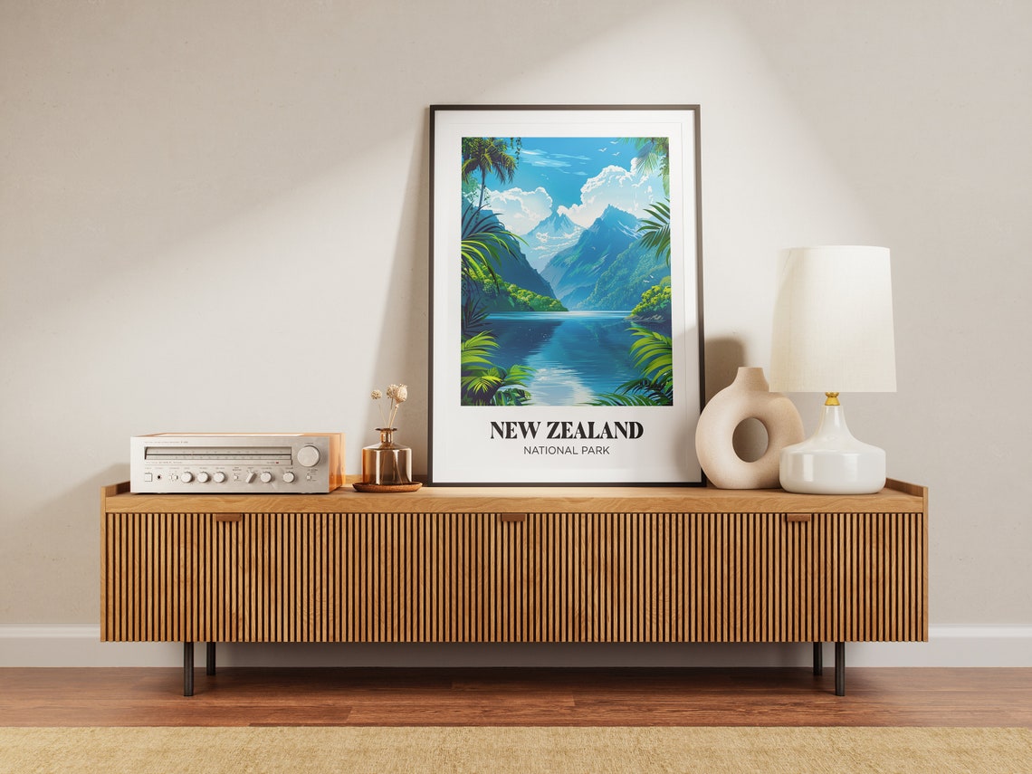New Zealand Travel Poster Illustration New Zealand Pacific Ocean Travel Poster New Zealand - Image 3