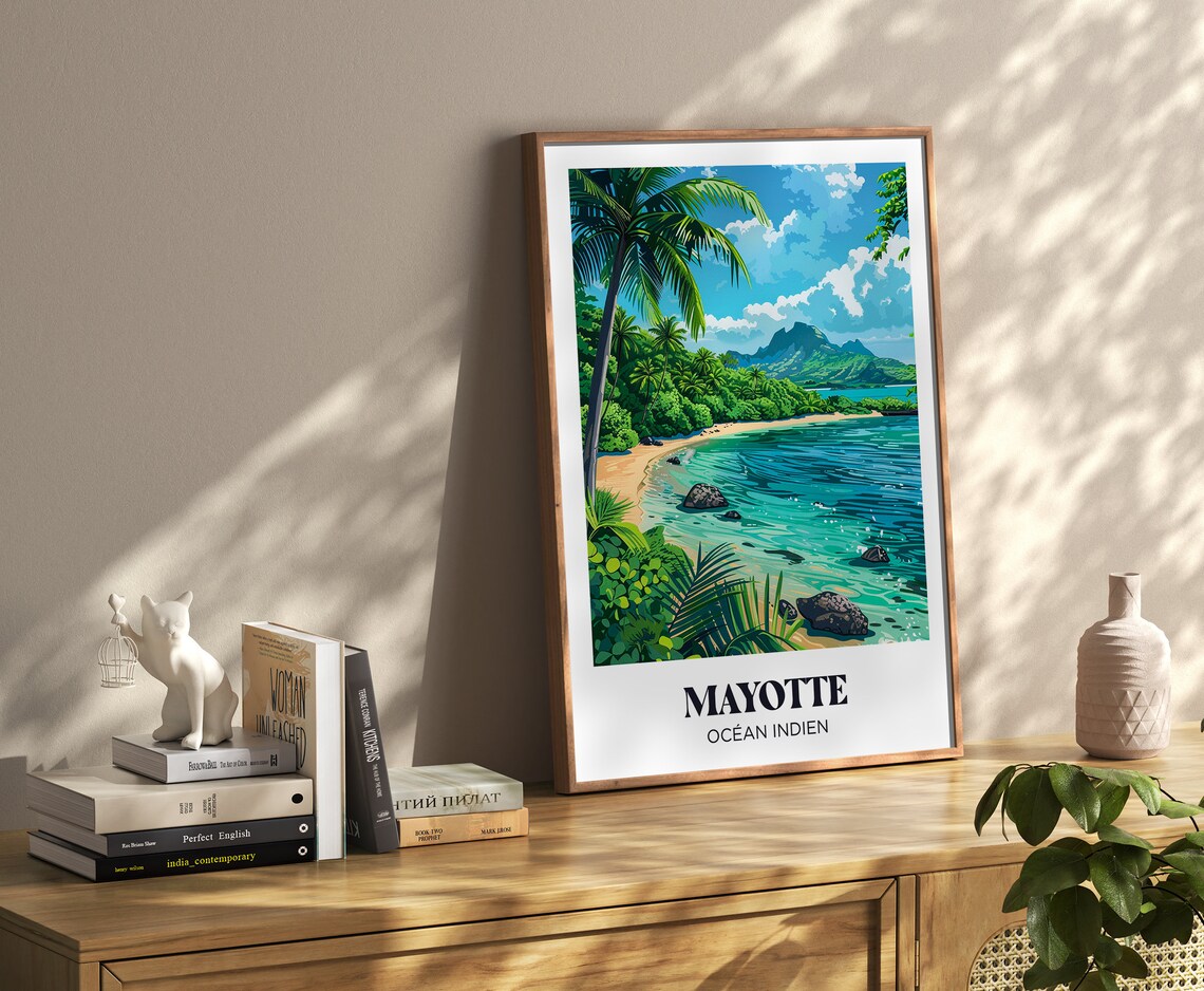 Mayotte Travel Poster, Paradise Beach Illustration - Image 4