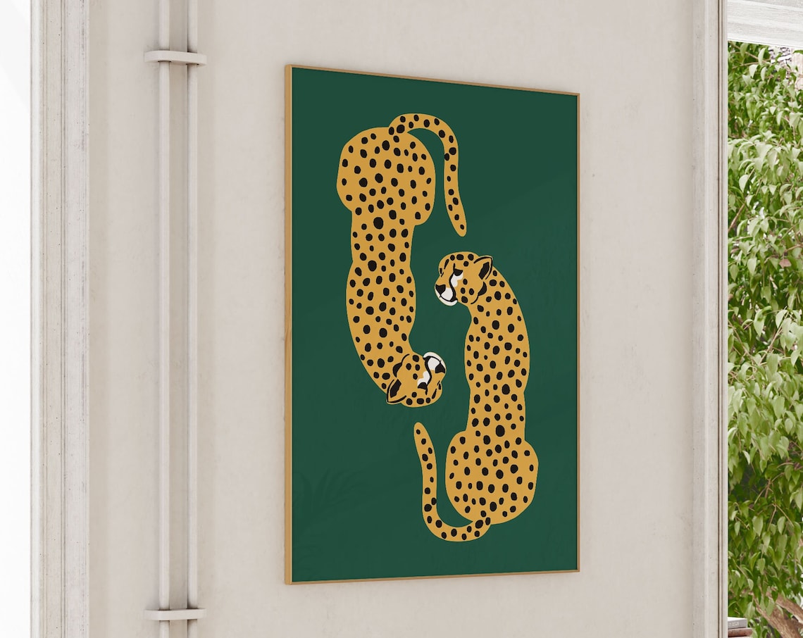 Boho Cheetah Illustration, Wild Cat Animal Print