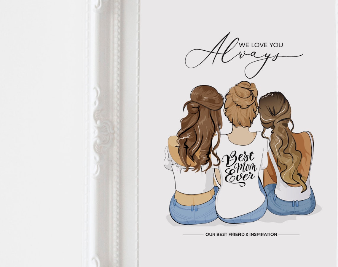Personalized Mother and Child Portrait, Mother's Day Art Print
