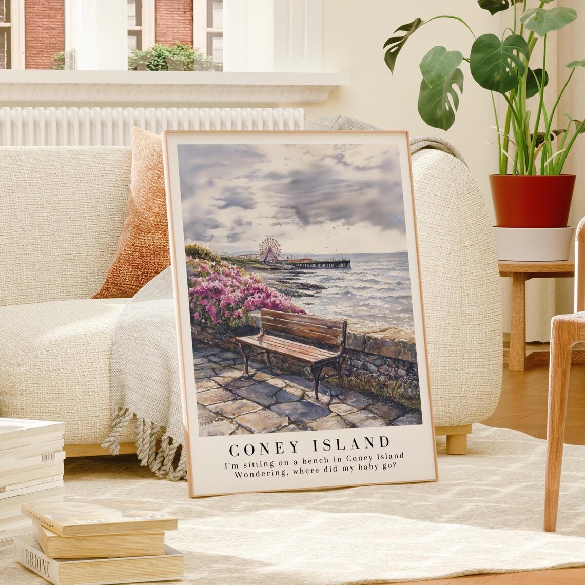 Coney Island Evermore Watercolor Print, Coastal Theme Park