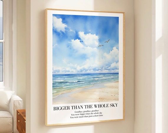 Bigger Than The Whole Sky Midnights Album Poster Watercolor Illustration Print Handmade Room Wall Art