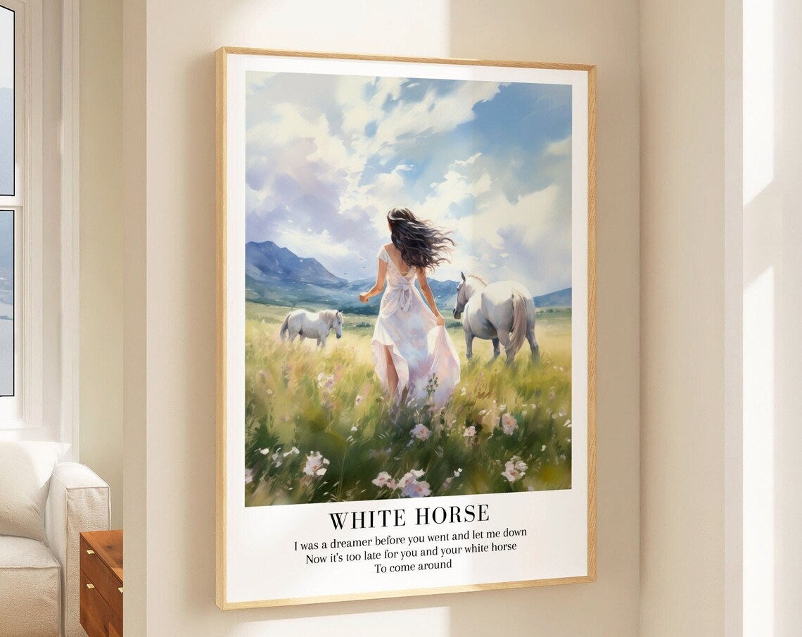 White Horse Taylor Swift Meadow Horses Woman Lyric Art Poster