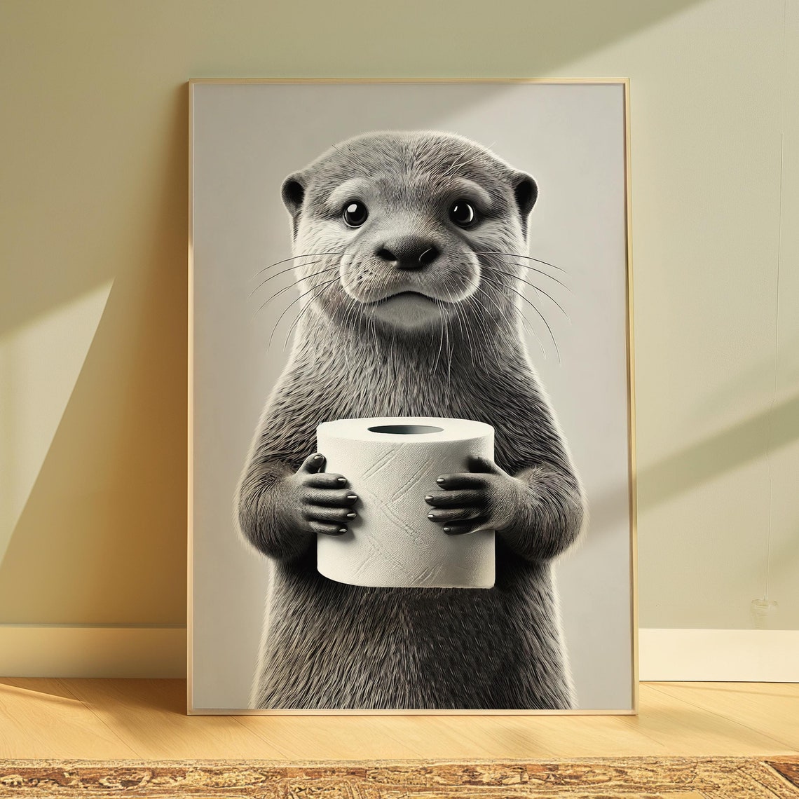 Otter Print, Maximalist Bathroom Wall Art