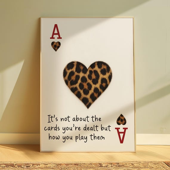 Playing Card Retro Printtrendy Bedroom Wall Decor Leopard Pattern Posterapartment Artpreppy Affirmation Poster