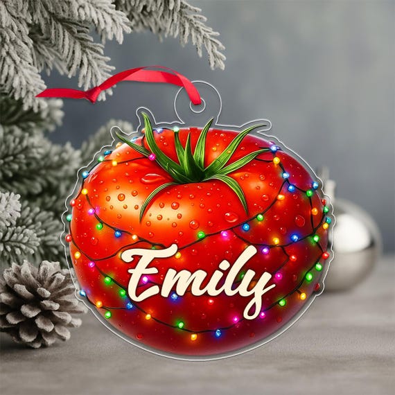 Custom Name Tomato Ornament Personalized Christmas Tree Decoration Funny Food Lover Gift